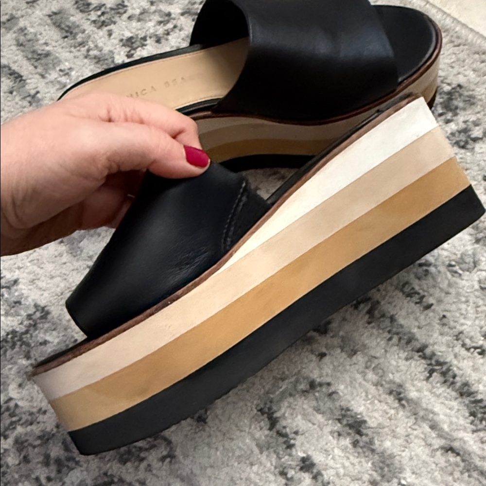 Veronica Beard Black Platform Slide Sandals, size 6.5 - Picture 4 of 15